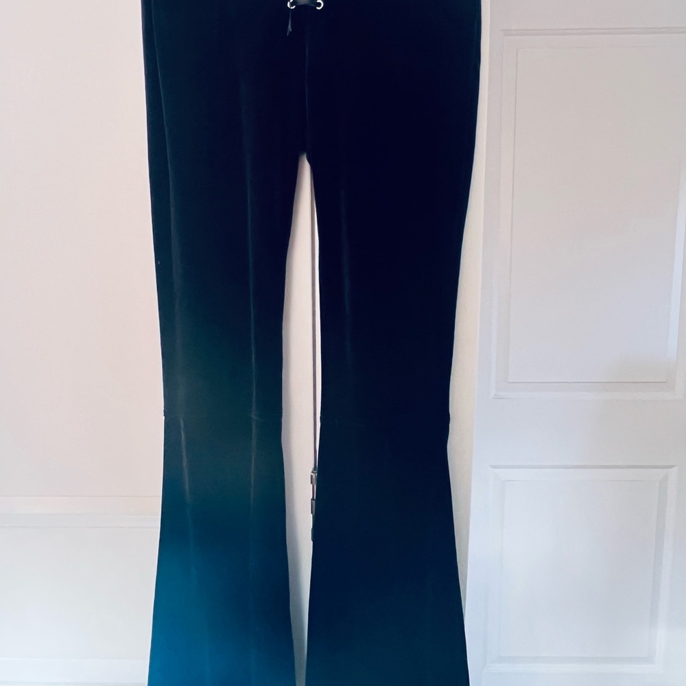 Black Velvet Lace-Up Pants